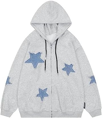 Fronage Y2K Zip Up Jacket for Women Star Graphic Oversized Hoodies