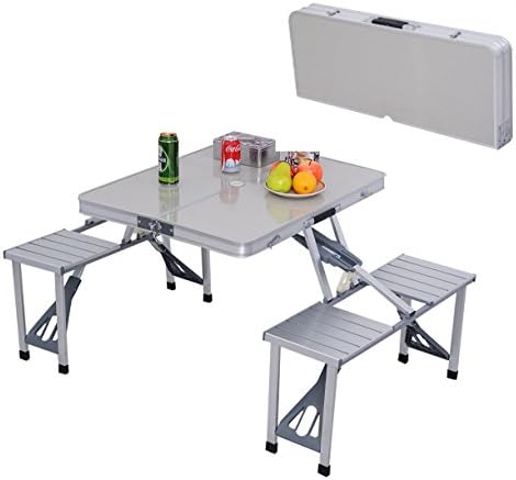 Folding Table 4 Collapsed Lightweight Portable Camping Suitcase Picnic Seating
