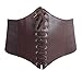 HOEREV Elastic Wide Band Elastic Tied Waspie Corset Waist Belt,Small,Brown