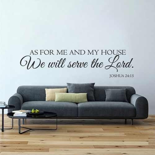 Joshua 24:15 Christian Vinyl Wall Art - As For Me And My House We Will Serve The Lord Living Room Wall Decal(Brown,l)