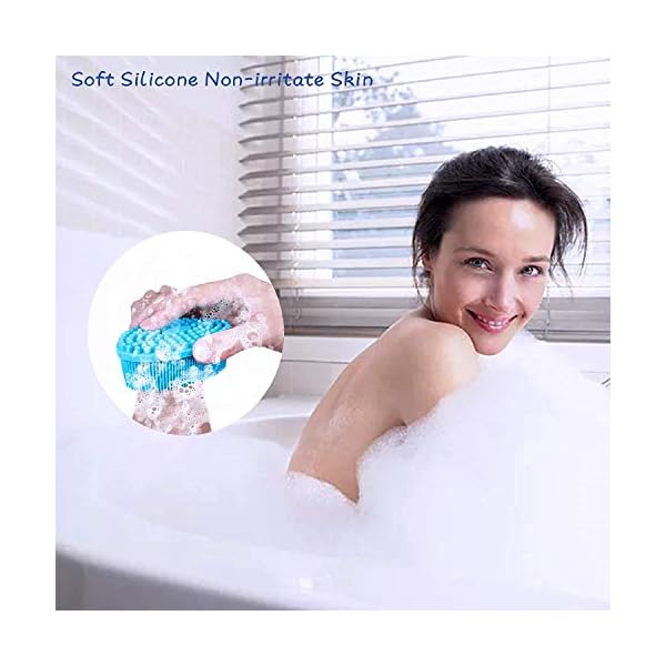Silicone-Body-Brush-Soft-Body-Scrubber-Shower-Brush-Exfoliating-Cleaning-Brush-Comfortable-Face-Skin-Massage-Tool-Blue Silicone Body Brush, Soft Body Scrubber Shower Brush Exfoliating Cleaning Brush, Comfortable Face Skin Massage Tool…