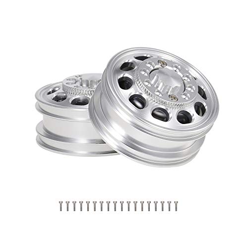2pcs Trailer Front Hub Aluminum Alloy Rim 10 Spokes for 1/14 Tractor Truck RC Climber Trailer