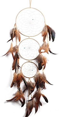 Dream catcher Handmade Traditional Brown Feather Wall Hanging Car Hanging Home Decoration Ornament Decor Ornament Craft Gift