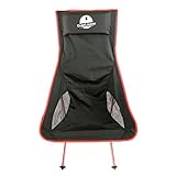 DuraLounge Portable Lightweight Folding High Back Camping Chair - Beach, Backpacking, Picnic - Breathable Mesh Pockets, Storage Bag Included
