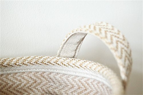 Storage Basket Flower Pot Blended Weaving Line Laundry Handmade Organizer Plant Box Garden Kids Toys Nursery Handle Bag by Xiaolanwelc (Weaving linen, L) - Thumbnail 7