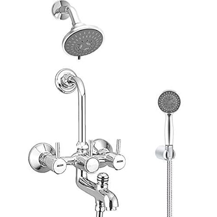 ALTON GRACE 3830 Brass 3-in-1 Wall Mixer and 125 mm Bend Pipe and Mist and Massage Flow and Hand Shower with Grade Flexible Tube and Hook (Chrome)