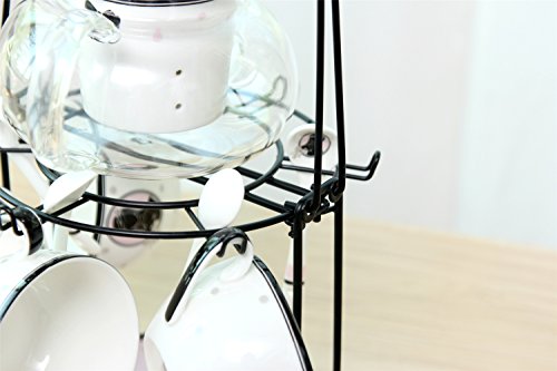 Wire Rack for Organizing 6*saucers & 6*cups & 6*spoons &1*teapot or Coffee Pot/espresso Set Rack /Tea Set Display Stand/cabinet Stacker/kitchen Handling Case