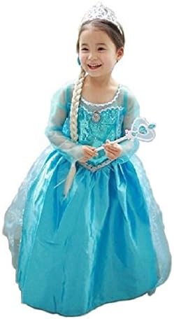 Salesland Anna and Snow Queen Elsa Style Dress Blue Color 110 Centimeter - 120 Centimer