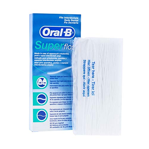 Oral-B Super Floss, 50 Pre-Cut Strands, Mint (Pack of 3)