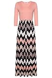 Beyove Women? 3/4 Sleeve Scoop Neck Tank Top Chevron Zig Zag Stripe Maxi Dress