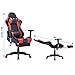 Gaming Chair Office Desk Chair High Back Computer Chair Ergonomic Adjustable Racing Chair Executive PC Chair with Headrest,Massager Lumbar Support & Retractible Footrest (Red)