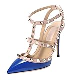 Littleboutique Strappy Sandal Pointed Toe High Heel Celerity Slingback Sandals Rivet Studded Shoes