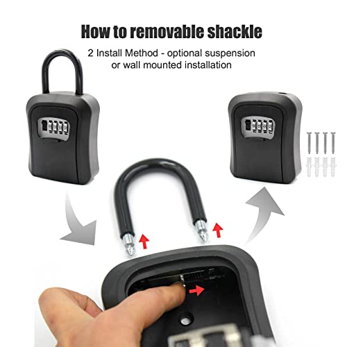 Key Lock Box, Combination Lockbox with Code for House Key Storage