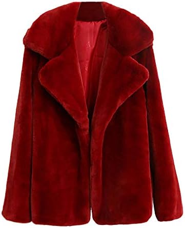 Amiley Women Winter Faux Fur Hoodie Solid Lapel Jacket Warm Coat Down Hooded Jacket Coat Outwear