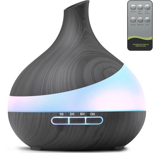 HJTHJT 500ML Essential Oil Diffuser: Aroma Diffuser with Remote Control for Hotel Spa Yoga Room - Humidifiers for Bedroom with 14 Colors LED Night Light for Kids/Women Home Relaxation