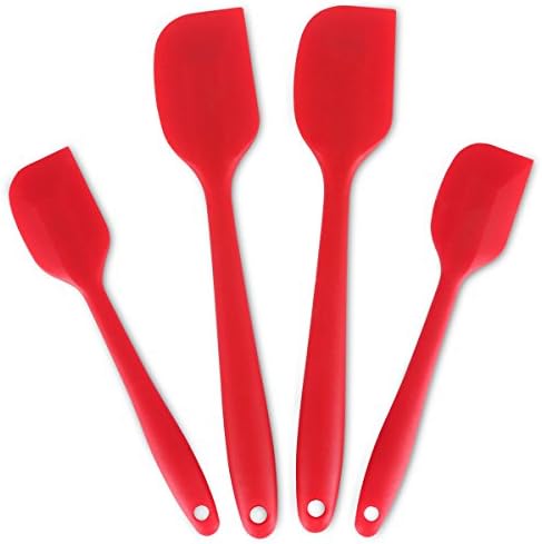 Flytt Silicone Spatula set of 4, Heat Resistant Silicone Scraper, Non-stick Flexible silicone cooking Utensils Set, BPA Free, Dishwasher Safe (Red)