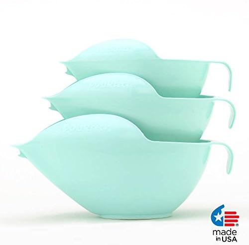 Pourfect Original Spill-Proof 6, 8 and 12 Cup Mixing Bowl Set, Ice Blue