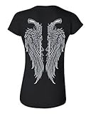 Women's Juniors Beautiful Angel Wings Pistols Tucked T-Shirt