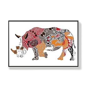 Abstract Multi Color Rhino - Framed Canvas