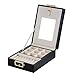 MBLife Laminated Leather Black Double Layer Internal Mirror Travel Jewelry Box