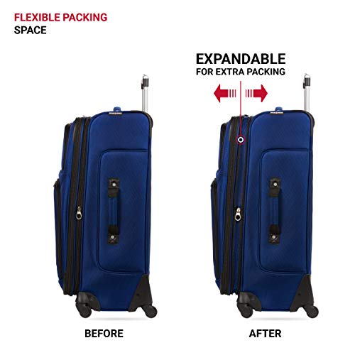 SwissGear Sion Softside Expandable Roller Luggage, Blue, CheckedLarge