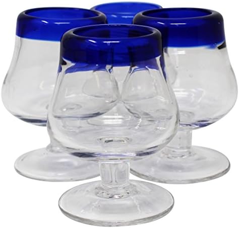 Handcrafted Heavy Glass Stemmed Shot Glasses Double the Fun at 3.5 oz, Tequila, Rum, Vodka, Scotch, Whisky, Soju, Set of 4 Shot Glass 3.5 oz Hand Made (4)