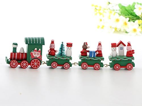 Cooldiy christmas decorations wooden train(Green)