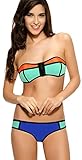 Ebuddy Neoprene Women Bandeau Zip Top Colored Wet Suit Bikini Swimwear