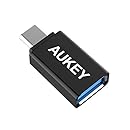 AUKEY USB C to USB 3.0 Adapter, SuperSpeed USB Type C Adapter for MacBook Pro, Samsung Note 8 S8 S8+, Google Pixel 2 XL, Nexus 6P 5X, LG V20 G5, HTC 10 (Black)