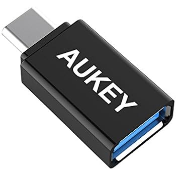 AUKEY USB C to USB 3.0 Adapter, SuperSpeed USB Type C Adapter for MacBook Pro, Samsung Note 8 S8 S8+, Google Pixel 2 XL, Nexus 6P 5X, LG V20 G5, HTC 10 (Black)