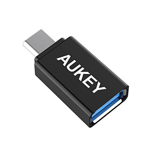 AUKEY Adaptateur USB C vers USB A 3.0 Connecteur USB 3.0 Type C mâle vers Type A femelle pour Nexus 5X / 6P , Lumia 950 , Apple Le nouveau MacBook , Google Le nouveau Chromebook Pixel , Nokia N1 Tablette , etc ( Noir )