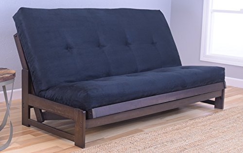 Kodiak Aspen Futon Set with Reclaim Mocha Finish, Suede Black, Full