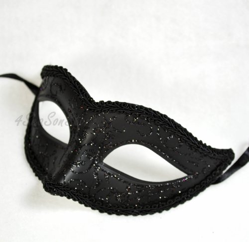 New Simple Black Mask Mardi Gras Venetian Halloween Ball Prom Masquerade Mask by QJ