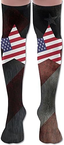 American Flag Star Compression Socks Soccer Socks Knee High Sock Tall 25.5" For Running,Medical,Athletic,Edema,Diabetic,Varicose Veins,Travel,Pregnancy,Shin Splints,Nursing
