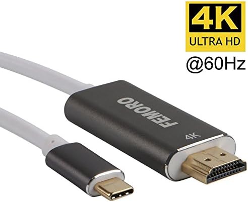 USB-C to HDMI Cable 10FT 4K@60Hz,FEMORO USB Type C (Thunderbolt 3 Compatible) to HDMI Cable for Dell,Macbook Pro 2017/2016,Macbook 2015,HP,Galaxy S8/S8Plus/Note8,Dell XPS 13/15 etc