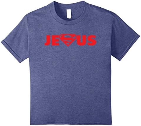 unisex-child Jesus Is My Superhero - Jesus Christian T-Shirt 12 Heather Blue