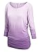 WT989 Womens 3/4 Sleeve Ombre Dolman Top XXL Lilac