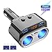 USB C Car Charger, Uniwood 2 Sockets Cigarette Lighter Splitter, 12/24V 150W Dual USB Type-C Ports Separate Switch LED Voltage for Mobile Cell Phone GPS Dash Cam