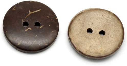 Kimter 3/4" Brown Coconut Shell Buttons Wood 2 Holes 2020mm Classical Simple Buttons Vintage Buttons For Sewing Craft Pack of 100pcs
