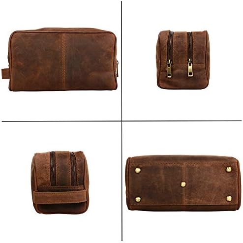 Genuine Leather Travel Toiletry Bag - Dopp Kit Organizer By Rustic Town (Dark Brown) 5 Genuine Leather Travel Toiletry Bag - Dopp Kit Organizer By Rustic Town (Dark Brown)