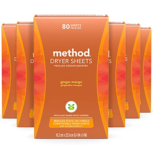 Method Dryer Sheets, Fabric Softener and Static Reducer, Compostable