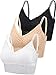3 Pieces Lace Bra Camisole Bralette Lace Bandeau Bra Lace Top for Women Girls Sports Daily Favor (Color 1, M)
