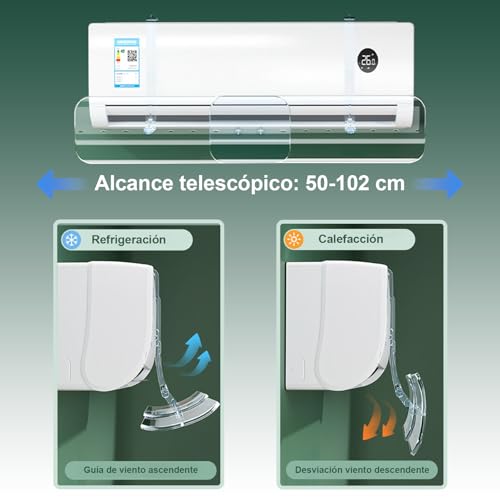 Deflector de Aire Acondicionado Ajustable,Deflector Aire para Minisplit Transparente,Golpe Antidirecto,Ajuste 270°,Cubierta Protectora Deflector Aire Retráctil para el Hogar,Apto para Todas Estaciones