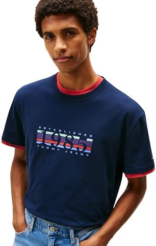Camiseta de Manga Corta Hombre 1985 Graphic con Logotipo, Azul (Dark Night Navy), XL