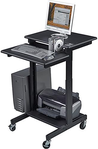 Balt Portable Metal Framed/adjustable Height Black Finished Computer Workstation and Av Cart Features Heavy-duty Locking Casters