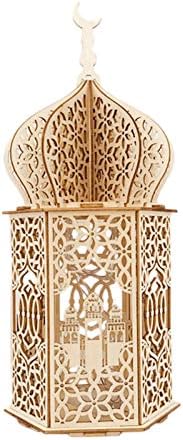 Xigeapg Wooden DIY LED Night Light Eid Mubarak Decoration Ornament Muslim Wood Lantern Ramadan Decoration 3
