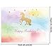 Allenjoy 8x6ft Photography backdrops Watercolor Colorful Unicorn Children Birthday Party Banner Gold Golden Glitter Glamour Sparkle Stars Photo Studio Booth Background Newborn Baby Shower photocall