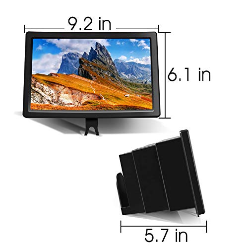 Foonii 12'' 3D Screen Magnifier for Cellphone, HD Phone Screen Magnifier for Movies, Videos and Gaming with Foldable Holder Stand, Screen Amplifier Compatible with All Cellphone (Black) - Thumbnail 7