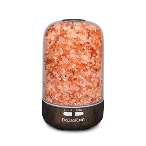 Ultrasonic Salt Lamp Diffuser with Aromatherapy, 100% Pure Himalayan Salt, Essential Oil Diffusers 7 Light Settings, 120ml Tank Lasts Up to 8 Hr