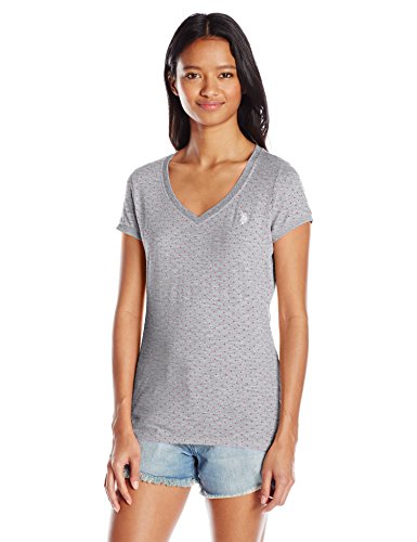 Polka Dot Lace Trim V-Neck T-Shirt 
